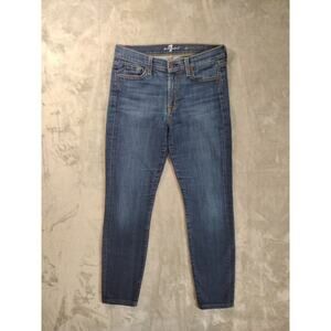 7 For All Mankind The Skinny Jeans Womens 30 Med Wash Stretch Made In USA